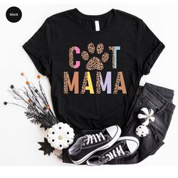 aesthetic cat mom paw graphic tees, cute leopard paw print cat mama crewneck sweatshirt, cat mom gifts, cat owner womens