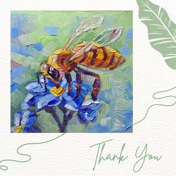 thank you! bee card to download  insect painting creeting card.