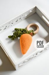 crochet pattern rattle carrot crochet play food, easy instruction for beginner