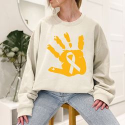 childhood cancer sweatshirt, pediatric cancer nurse hoodie, gold cancer ribbon long sleeve shirt, child cancer sweater,