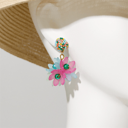 handmade colorful flowers small special women's earrings - fashion trend personality women versatile design