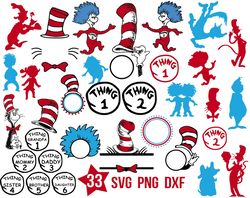 dr seuss hat svg, cat in the hat svg, thing 1 svg png