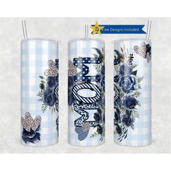 20oz Skinny Tumbler Mom Blue Flower Watercolor Plaid Leopard Cheetah Sublimation Designs Template Straight PNG File Down