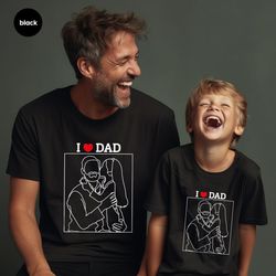 fathers day gifts, custom photo graphic tees, personalized dad shirts, matching dad and daughter clothing, customized da