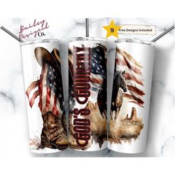 Western God's Country 20 oz Skinny Tumbler Sublimation Design Digital Download PNG Instant DIGITAL ONLY, Patriotic Ameri