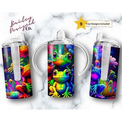 kid's frogs tumbler png wrap | sublimation digital download| kids water bottle 12 oz skinny straight |children bottle| c