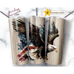 rustic american eagle flag 20 oz skinny tumbler sublimation design digital download png instant digital only, patriotic