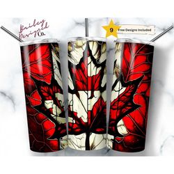 Stained Glass Canadian Flag 20 oz Skinny Tumbler Sublimation Design Digital Download PNG Instant DIGITAL ONLY, Canada  T