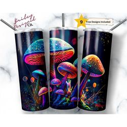 Alcohol Ink Psychedelic Mushrooms 20 oz Skinny Tumbler Sublimation Design Digital Download PNG Instant DIGITAL ONLY, Tri