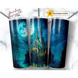 Magical Castle 20oz Skinny Tumbler Sublimation Design Templates, Fairytale Tumbler Straight PNG Digital Download