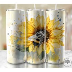 bee tumbler wrap,vintage sunflowers 20oz tumbler wrap png