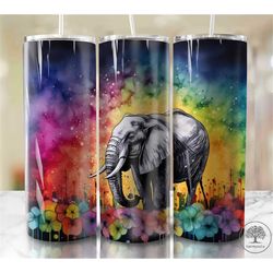 elephant and sunflowers 20oz tumbler wrap png