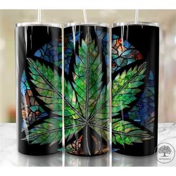 20oz Skinny Tumbler Sublimation Design, Schedelic Weed Leaf Tumbler Straight PNG  (plus 9 FREE Designs Included!)STD