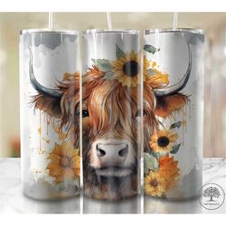 highland cow tumbler wrap png, 20 oz skinny tumbler sublimation design, instant digital download