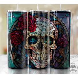 floral skull  20oz  wrap,  mexican skull rose  png,  catrina , flower skeleton gothic png straight