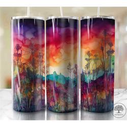 wildflower garden  20oz sublimation tumbler designs, colorful 9.2 x 8.3 straight skinny tumbler wrap png, sublimation de