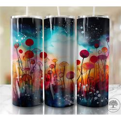 wildflower garden  20oz sublimation tumbler designs, colorful 9.2 x 8.3 straight skinny tumbler wrap png, sublimation de