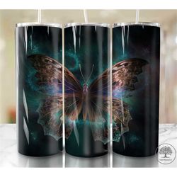 butterfly  20oz sublimation tumbler designs, colorful 9.2 x 8.3 straight skinny tumbler wrap png, sublimation design png