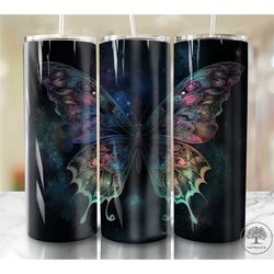 butterfly  20oz sublimation tumbler designs, colorful 9.2 x 8.3 straight skinny tumbler wrap png, sublimation design png