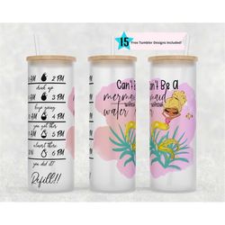 25 oz glass can tumbler wrap, water tracker sublimation design temp, straight png digital download, can't be a mermaid w