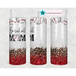 20oz skinny tumbler baseball leopard designs template straight png file download cow print glitter baseball mom sport tu