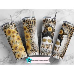 20oz skinny tumbler aunt leopard cheetah glitter sublimation