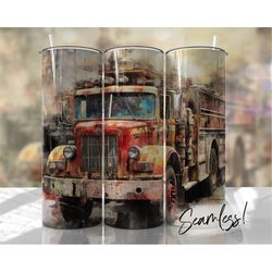 fire truck tumbler wrap seamless fire fighter tumbler