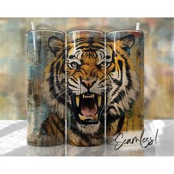 tiger tumbler wrap seamless grungy rustic animal tumbler