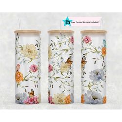 25 oz glass can tumbler wrap, butterfly sublimation design