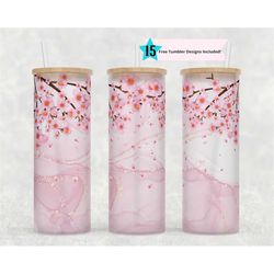 25 oz glass can tumbler wrap, japanese cherry blossom