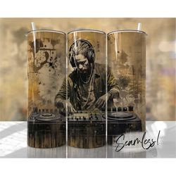 dj tumbler wrap seamless grungy rustic music tumbler