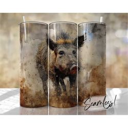 wild boar tumbler wrap seamless grungy rustic pig