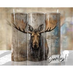 moose tumbler wrap seamless grungy rustic tumbler