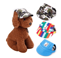 pet dog hat lovely small dog cat baseball cap canvas visor sun protective hat for summer with ear holes kitte puppy pet