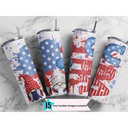 patriotic gnomes 20 oz skinny tumbler wrap, sublimation