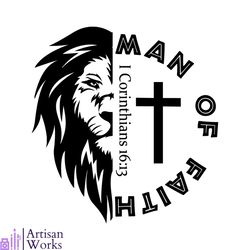 man of faith lion jesus christian svg graphic design file