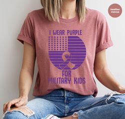 military kids shirt, month of the military child clothes, i wear purple for military kids tee, military child awareness,