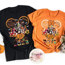 personalized halloween mickey & friends shirt, not so scary halloween party shirts, disney halloween shirts