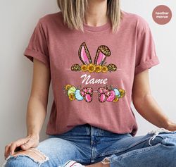 personalized happy easter day shirt, easter eggs gifts, gifts for her, customized easter t-shirt, easter bunny crewneck