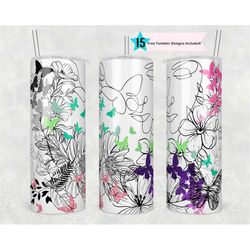 20 oz skinny straight sublimation design butterfly png