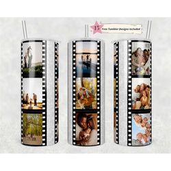 20oz skinny tumbler family photo film reel sublimation design