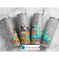 20 oz skinny tumbler vintage farm truck cow sublimation