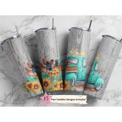 20 oz skinny tumbler vintage farm truck chickens sublimation