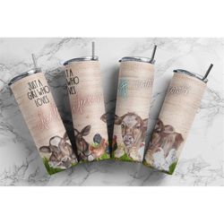 20 oz skinny tumbler just a girl that loves cows and chickens