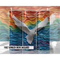 3d tumbler wrap seagull, bird beach tumbler wraps