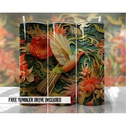 3d tumbler wrap hummingbird, animal bird tumbler