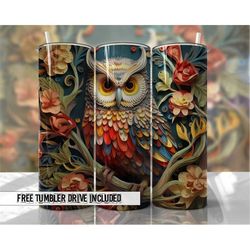 3d tumbler wrap owl, animal bird tumbler wraps