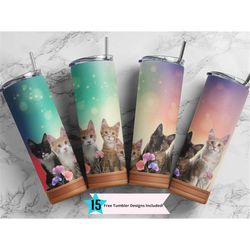 20oz skinny tumbler cat mom sublimation design