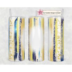 20oz skinny tumbler blank yellow and blue print glitter