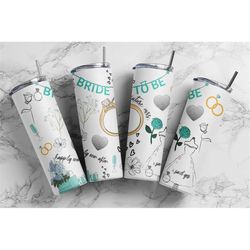 bridal tumbler set, 6 sub print bundle 20 oz skinny tumbler